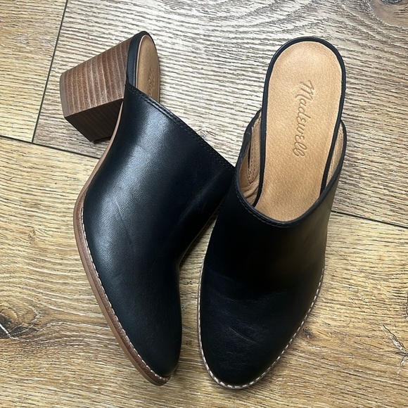 Madewell Harper Black Leather Mules Size 8 - Picture 3 of 11